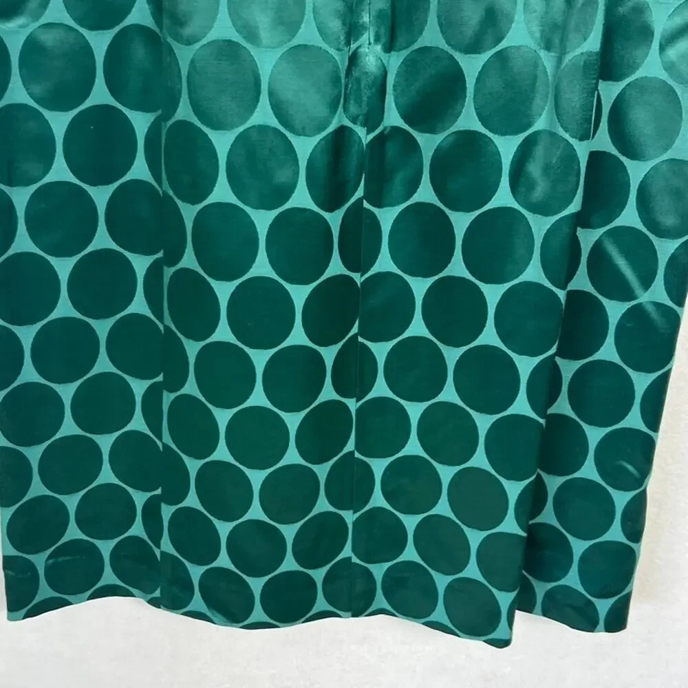 Banana Republic Dress Womens Size 10 Green Dotted Silky Sheath Wool Blend Midi